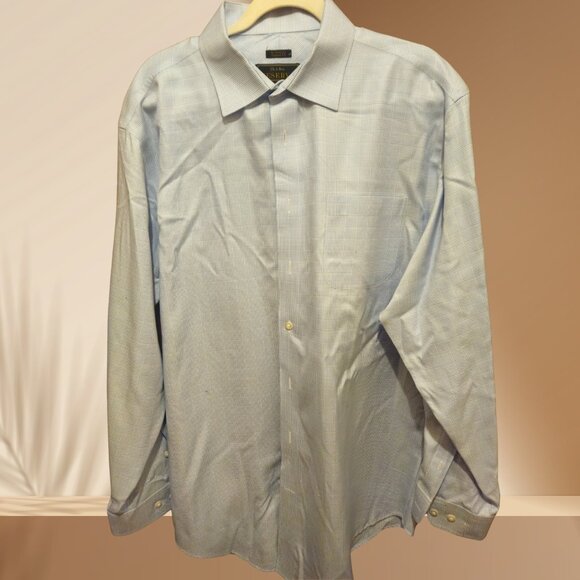 JOS. A. BANK Reserve Collection Dress Shirt | Blue Microcheck | 17.5 x 36 - Picture 1 of 3